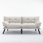 70,87 Futon Canapé-Lit, Canapé Pliable en Mousse Convertible Lit de Repos avec Accoudoirs Réglables pour Petits Espaces