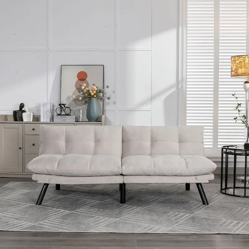 70,87 Futon Canapé-Lit, Canapé Pliable en Mousse Convertible Lit de Repos avec Accoudoirs Réglables pour Petits Espaces