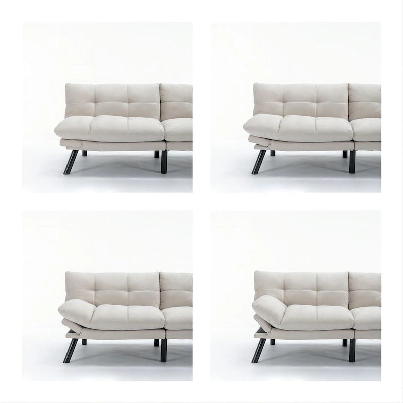 70,87 Futon Canapé-Lit, Canapé Pliable en Mousse Convertible Lit de Repos avec Accoudoirs Réglables pour Petits Espaces