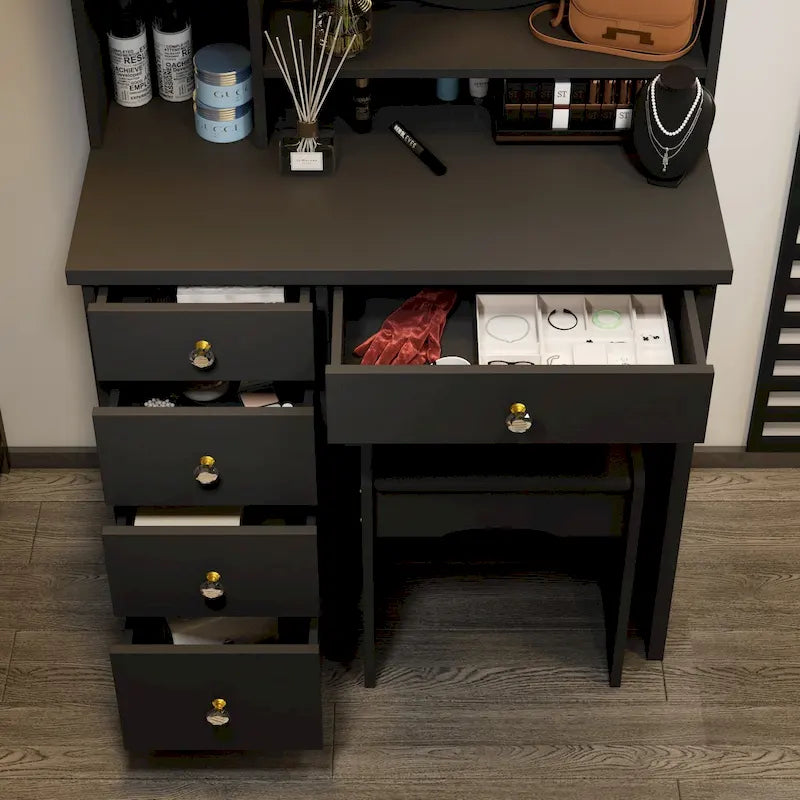 Coiffeuse avec miroir tactile et tabouret