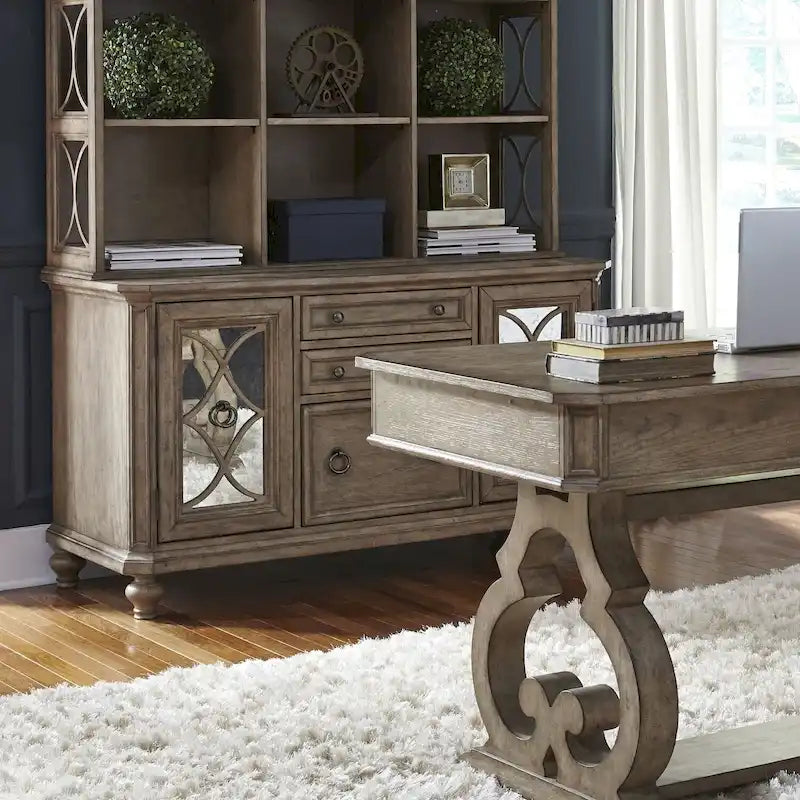 Copper Grove Simply Elegant White, Brown, & Heathered Taupe Credenza