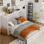 Lit double avec commode et tiroir convertible en meuble cube