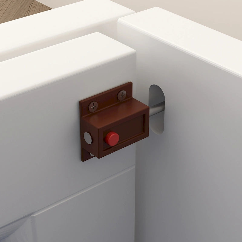 Lit double avec commode et tiroir convertible en meuble cube