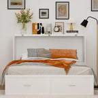 Lit double avec commode et tiroir convertible en meuble cube