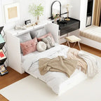 Lit double avec commode et tiroir convertible en meuble cube