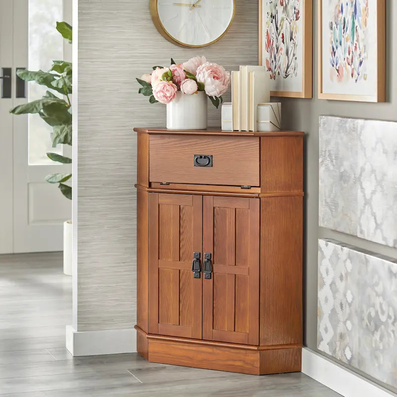 Simple Living Mission Wood Corner Cabinet - 34h x 24w x 18l