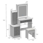 Coiffeuse avec miroir coulissant éclairé - 33L x 15.7W x 52.4H