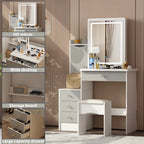 Coiffeuse avec miroir coulissant éclairé - 33L x 15.7W x 52.4H