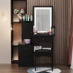 Coiffeuse avec miroir coulissant éclairé - 33L x 15.7W x 52.4H