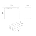 Bureau d'écriture pour bureau à domicile avec 2 tiroirs de rangement
