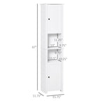 Meuble de rangement haut de salle de bain, colonne de salle de bain autoportante avec étagère à 2 niveaux et 2 placards, blanc