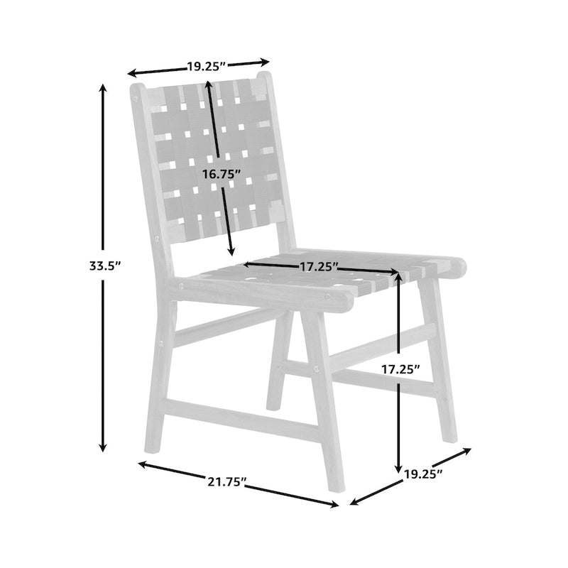 Chaise de salle à manger sans accoudoirs intérieur/extérieur, noire