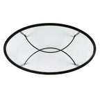 Table basse ovale en métal noir mat avec plateau en verre