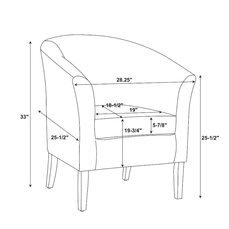 Fauteuil club tonneau en tissu noir de jais