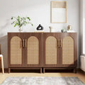 Lot de 2 buffets en rotin, buffet de 150 cm avec portes, meuble d'appoint