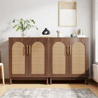 Lot de 2 buffets en rotin, buffet de 150 cm avec portes, meuble d'appoint