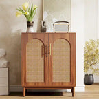 Lot de 2 buffets en rotin, buffet de 150 cm avec portes, meuble d'appoint