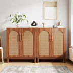 Lot de 2 buffets en rotin, buffet de 150 cm avec portes, meuble d'appoint