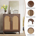 Lot de 2 buffets en rotin, buffet de 150 cm avec portes, meuble d'appoint
