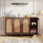 Lot de 2 buffets en rotin, buffet de 150 cm avec portes, meuble d'appoint