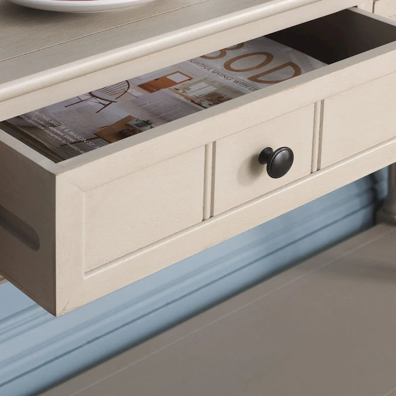 Console à 2 tiroirs gris - 35,8 x 13,8 x 29,5 - 36Wx14Dx30H