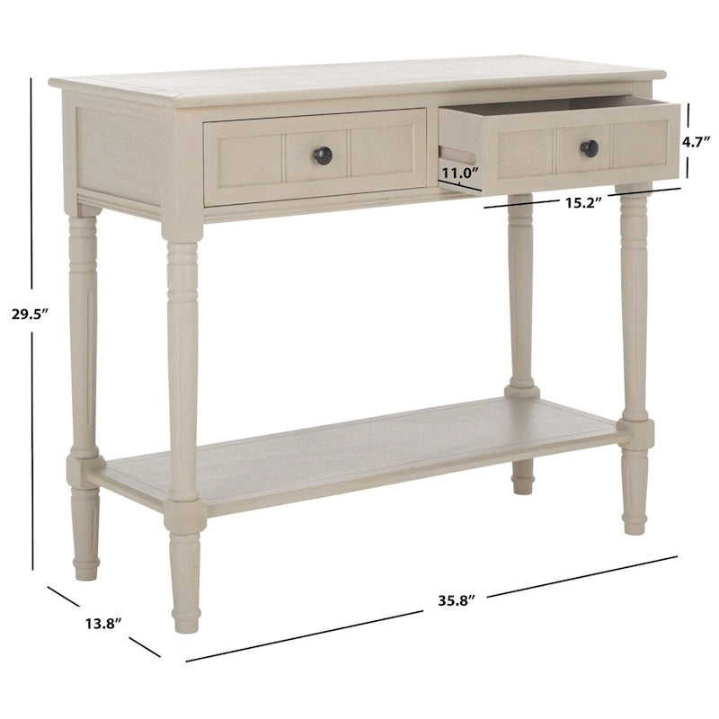 Console à 2 tiroirs gris - 35,8 x 13,8 x 29,5 - 36Wx14Dx30H