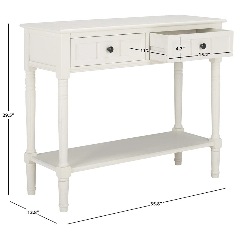 Console à 2 tiroirs gris - 35,8 x 13,8 x 29,5 - 36Wx14Dx30H