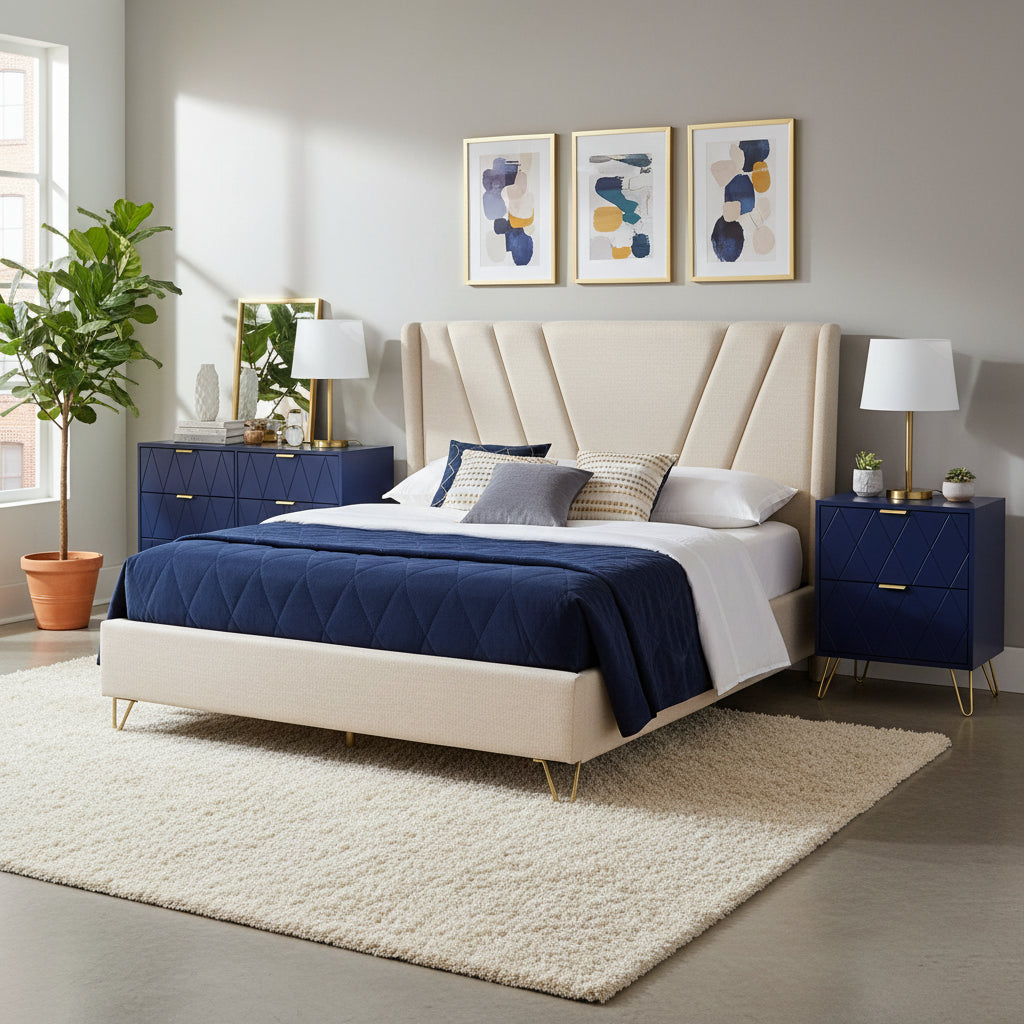 Commode 9 tiroirs et tables de chevet (lot de 2) pour chambre à coucher