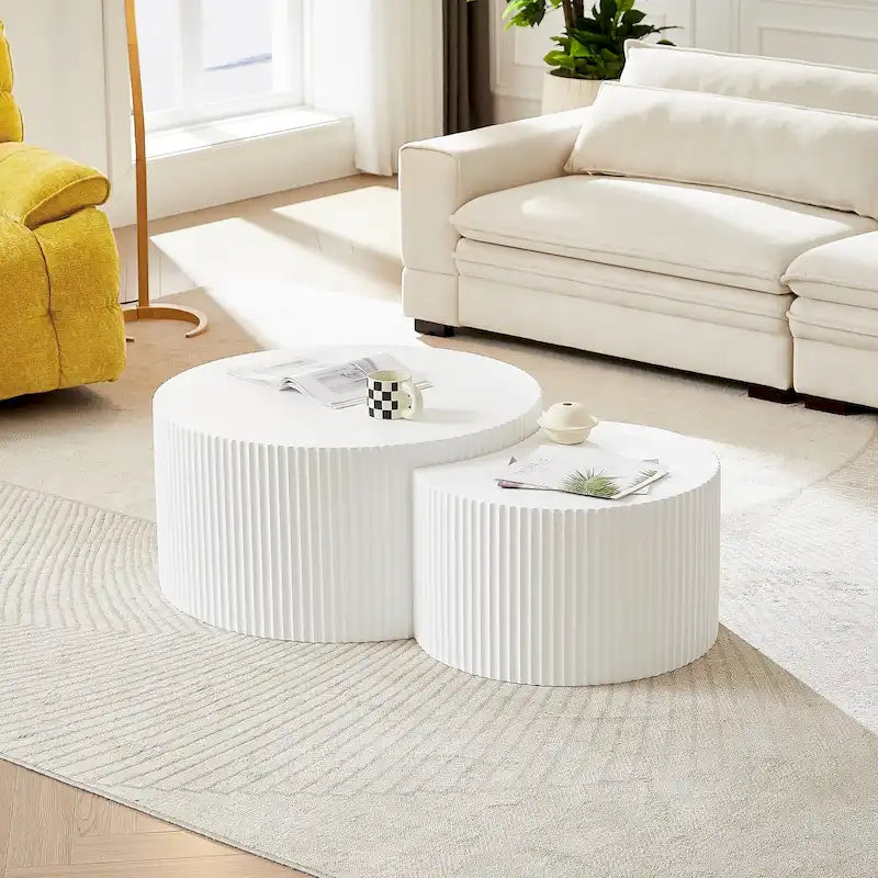 Tables basses gigognes rondes Modern Glam pour le salon (Lot de 2) Non assemblées