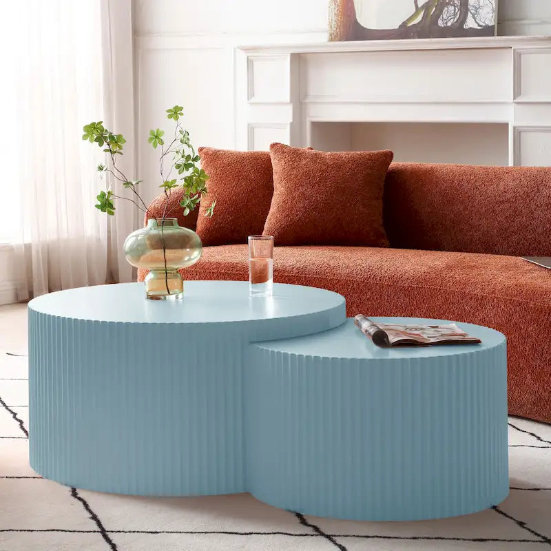 Tables basses gigognes rondes Modern Glam pour le salon (Lot de 2) Non assemblées