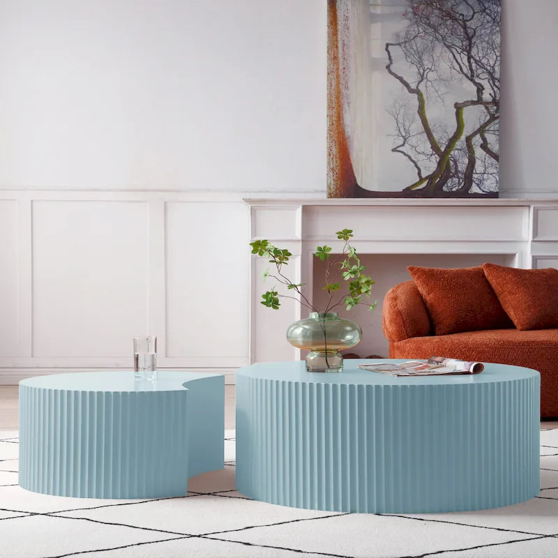 Tables basses gigognes rondes Modern Glam pour le salon (Lot de 2) Non assemblées