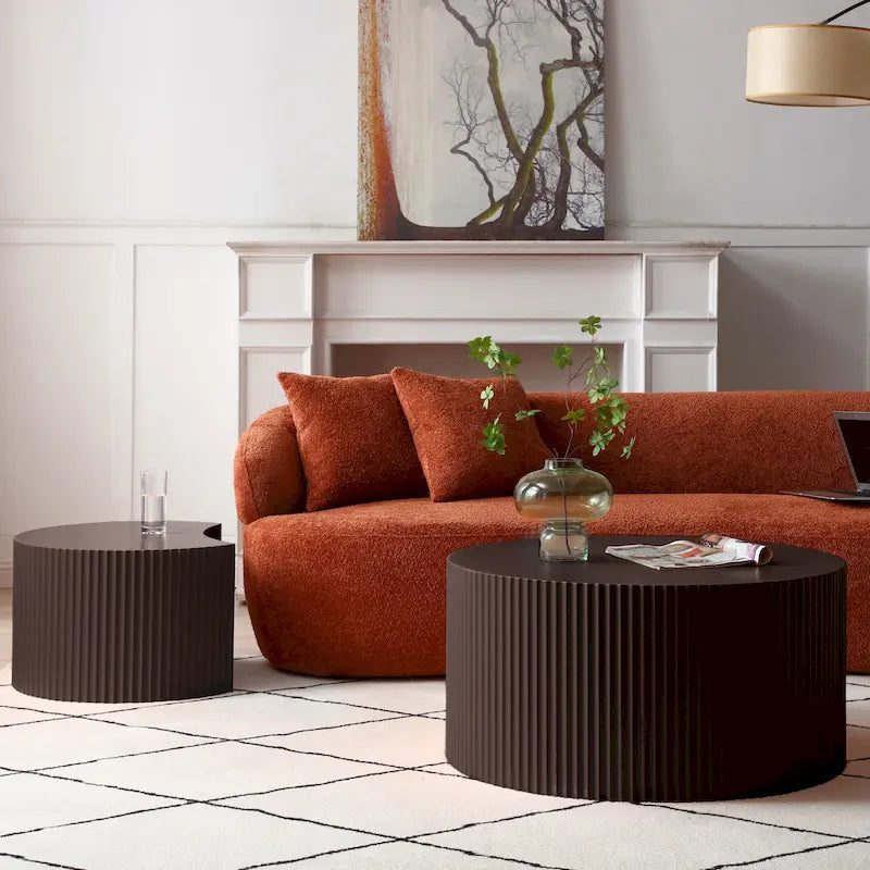 Tables basses gigognes rondes Modern Glam pour le salon (Lot de 2) Non assemblées