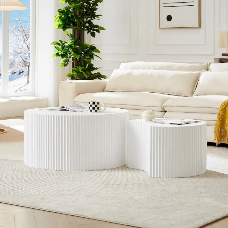 Tables basses gigognes rondes Modern Glam pour le salon (Lot de 2) Non assemblées