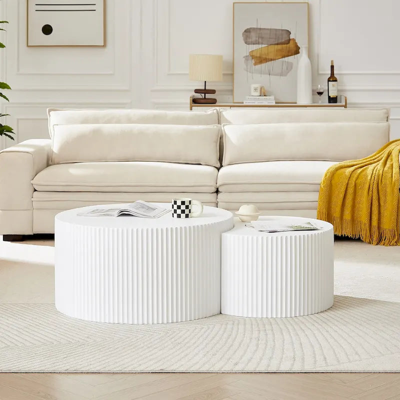 Tables basses gigognes rondes Modern Glam pour le salon (Lot de 2) Non assemblées
