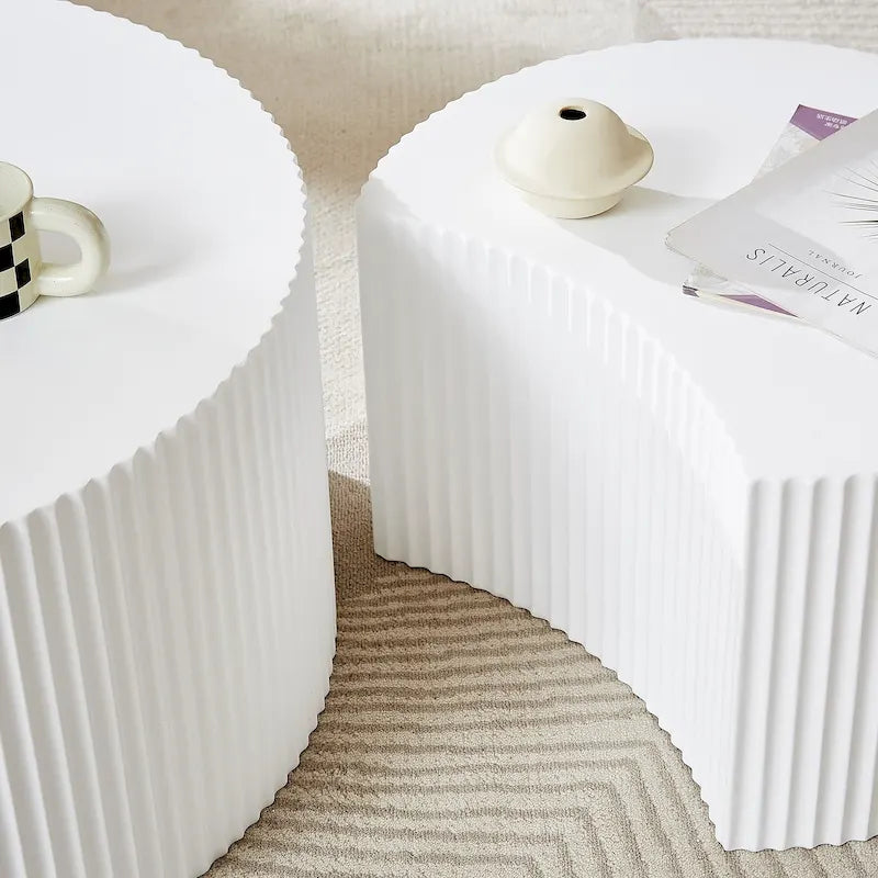 Tables basses gigognes rondes Modern Glam pour le salon (Lot de 2) Non assemblées