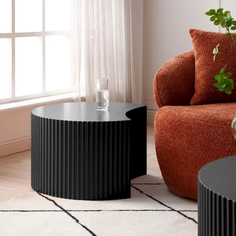 Tables basses gigognes rondes Modern Glam pour le salon (Lot de 2) Non assemblées
