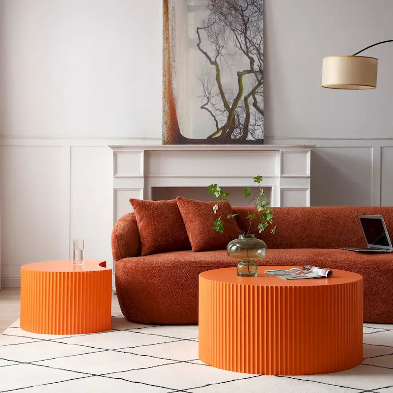 Tables basses gigognes rondes Modern Glam pour le salon (Lot de 2) Non assemblées