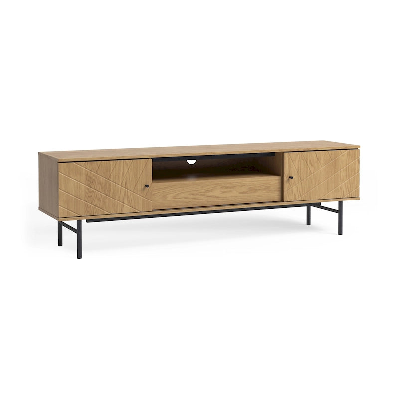 Meuble TV de 179 cm avec Console Média Effet Chêne