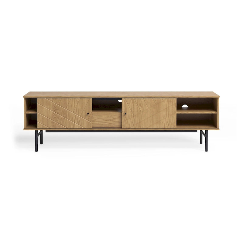 Meuble TV de 179 cm avec Console Média Effet Chêne