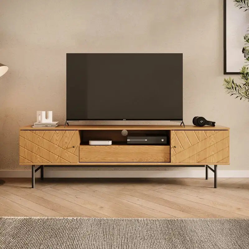 Meuble TV de 179 cm avec Console Média Effet Chêne