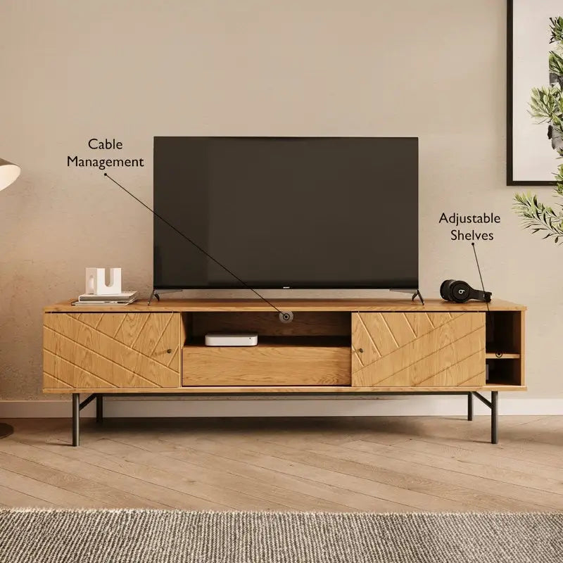 Meuble TV de 179 cm avec Console Média Effet Chêne