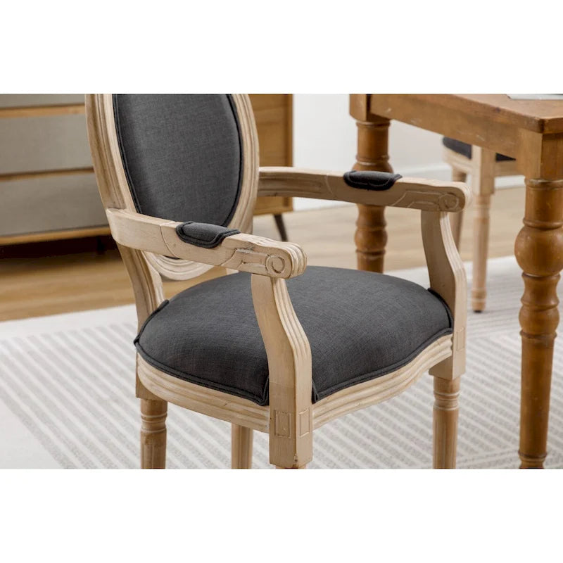 Lot de 2 chaises de salle à manger en tissu rembourré avec accoudoirs
