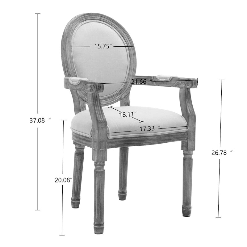 Lot de 2 chaises de salle à manger en tissu rembourré avec accoudoirs