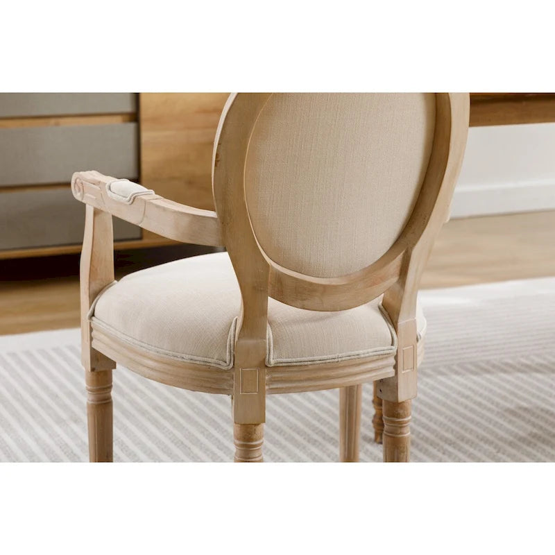 Lot de 2 chaises de salle à manger en tissu rembourré avec accoudoirs