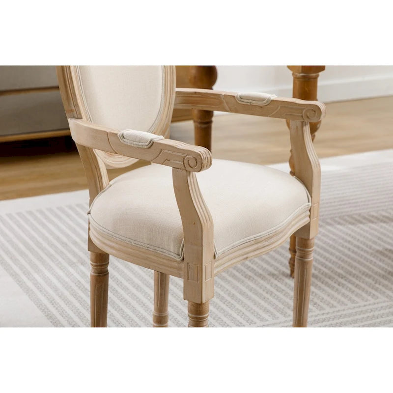 Lot de 2 chaises de salle à manger en tissu rembourré avec accoudoirs