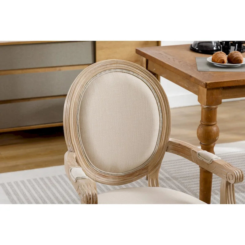 Lot de 2 chaises de salle à manger en tissu rembourré avec accoudoirs