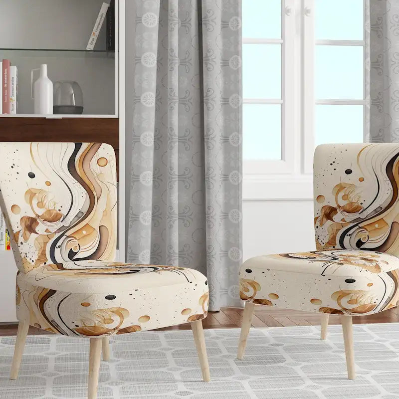 Fauteuil d'appoint moderne et contemporain rembourré marron et noir et fauteuil moderne et contemporain
