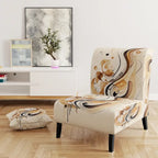 Fauteuil d'appoint moderne et contemporain rembourré marron et noir et fauteuil moderne et contemporain