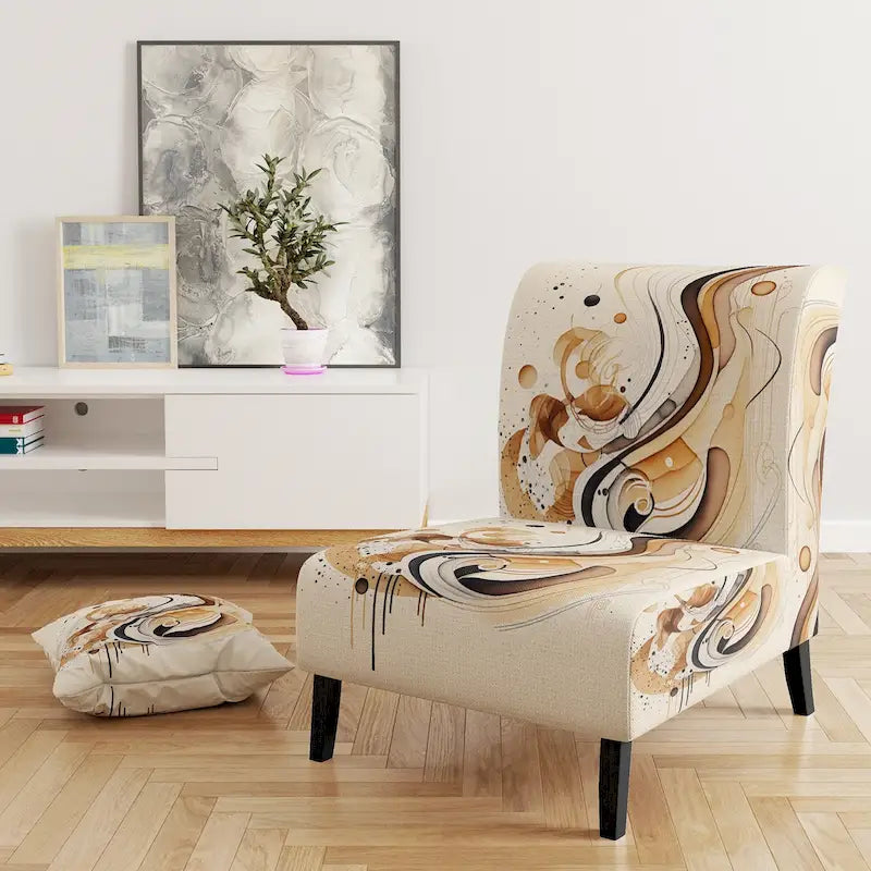 Fauteuil d'appoint moderne et contemporain rembourré marron et noir et fauteuil moderne et contemporain