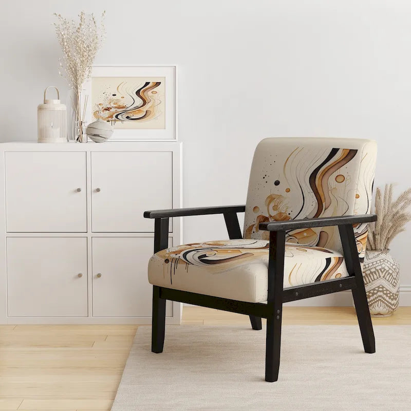 Fauteuil d'appoint moderne et contemporain rembourré marron et noir et fauteuil moderne et contemporain
